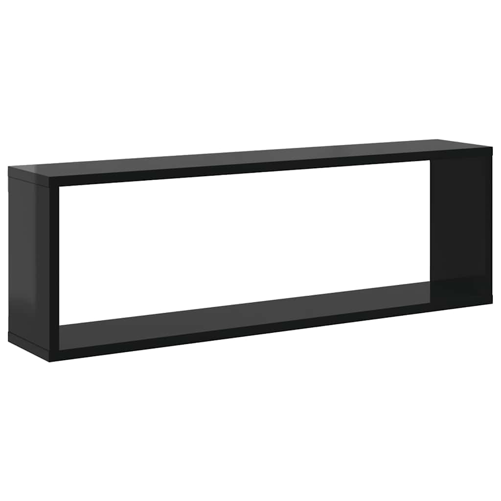 Würfelregale 4Stk. Hochglanz-Schwarz 80x15x26,5cm Holzwerkstoff