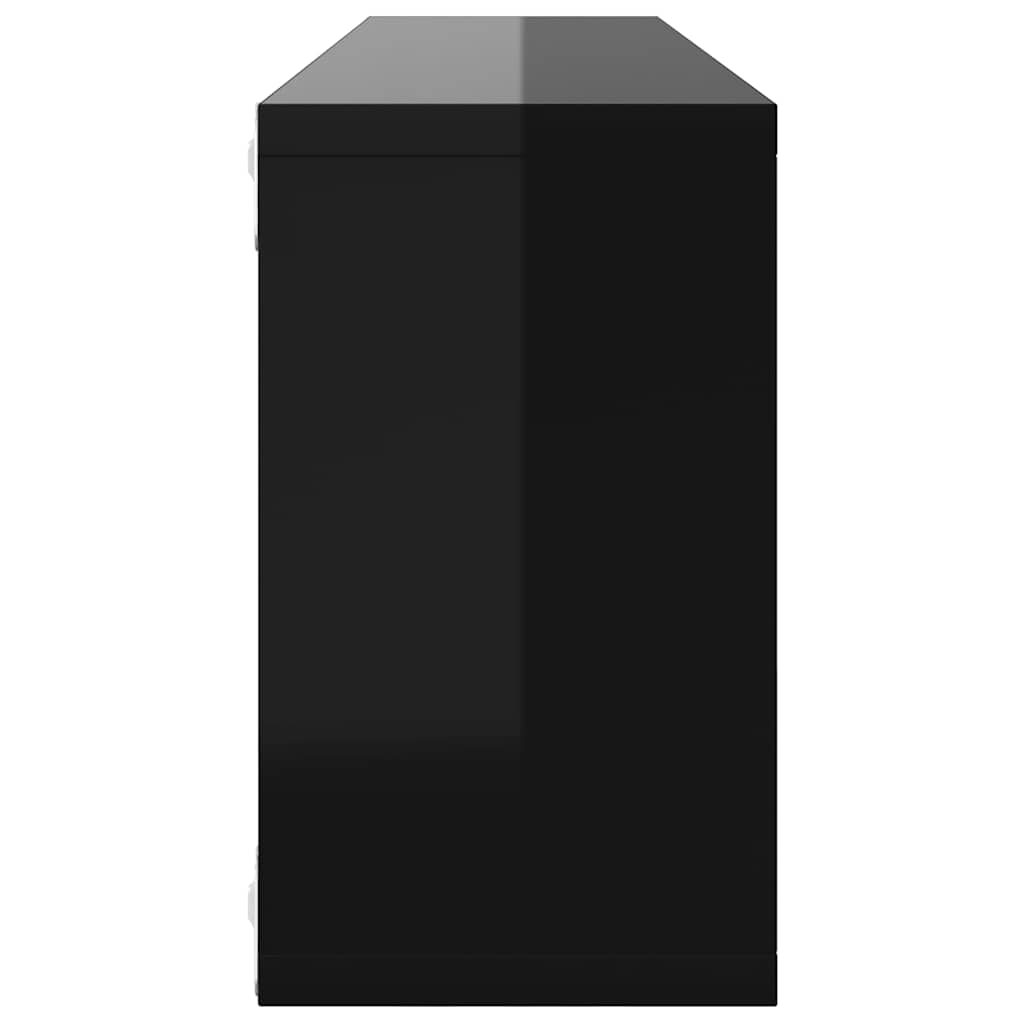 Würfelregale 4Stk. Hochglanz-Schwarz 80x15x26,5cm Holzwerkstoff
