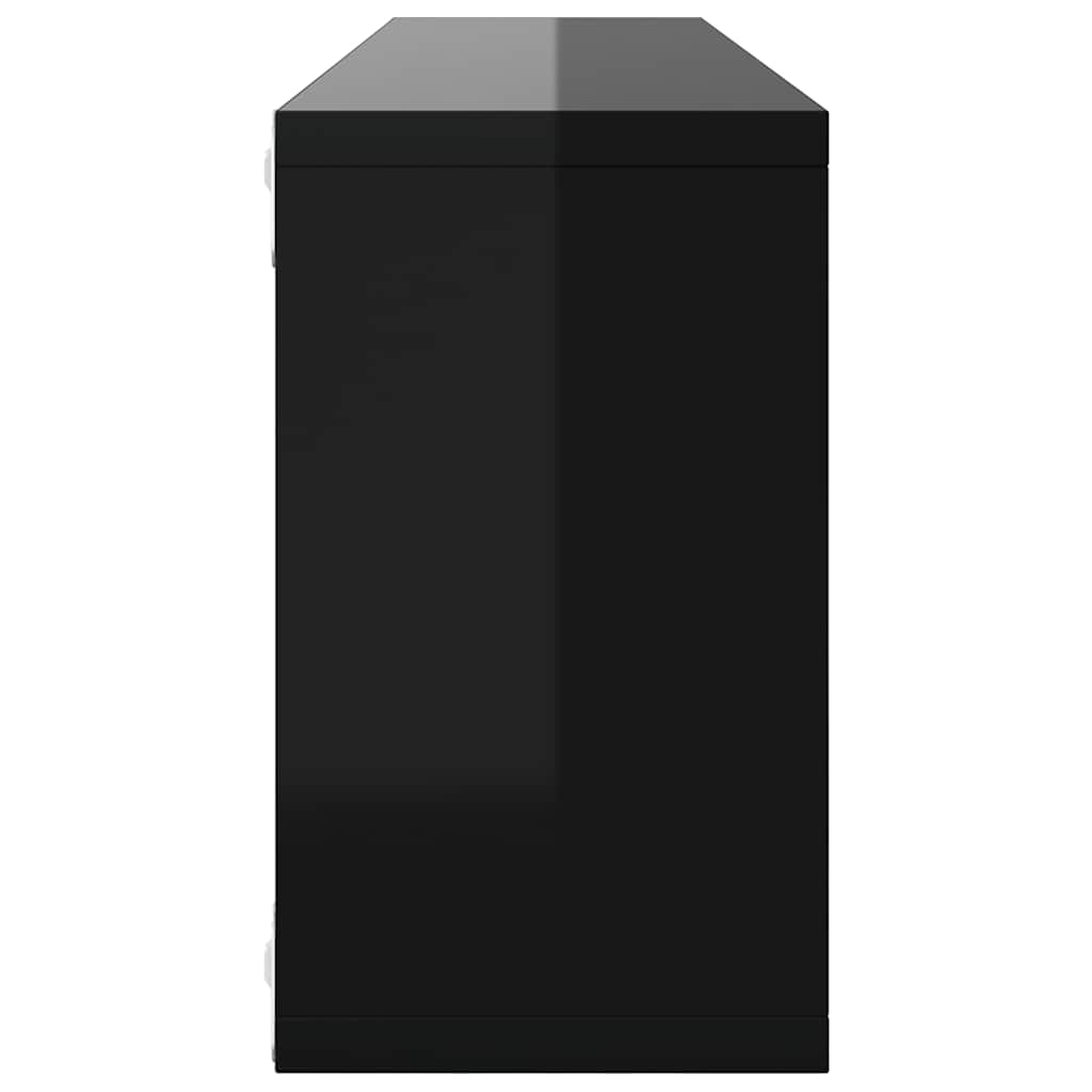 Würfelregale 6Stk. Hochglanz-Schwarz 80x15x26,5cm Holzwerkstoff