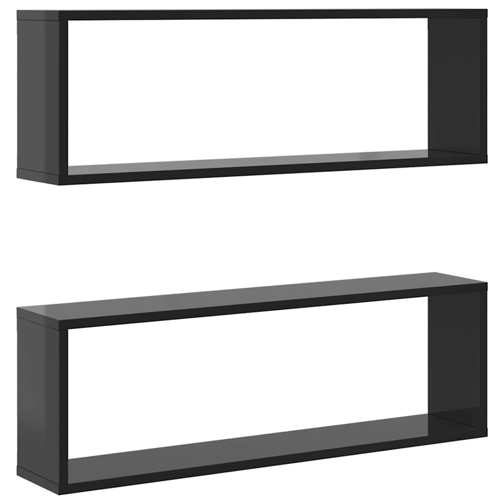 Würfelregale 2 Stk. Hochglanz-Grau 80x15x26,5 cm Holzwerkstoff