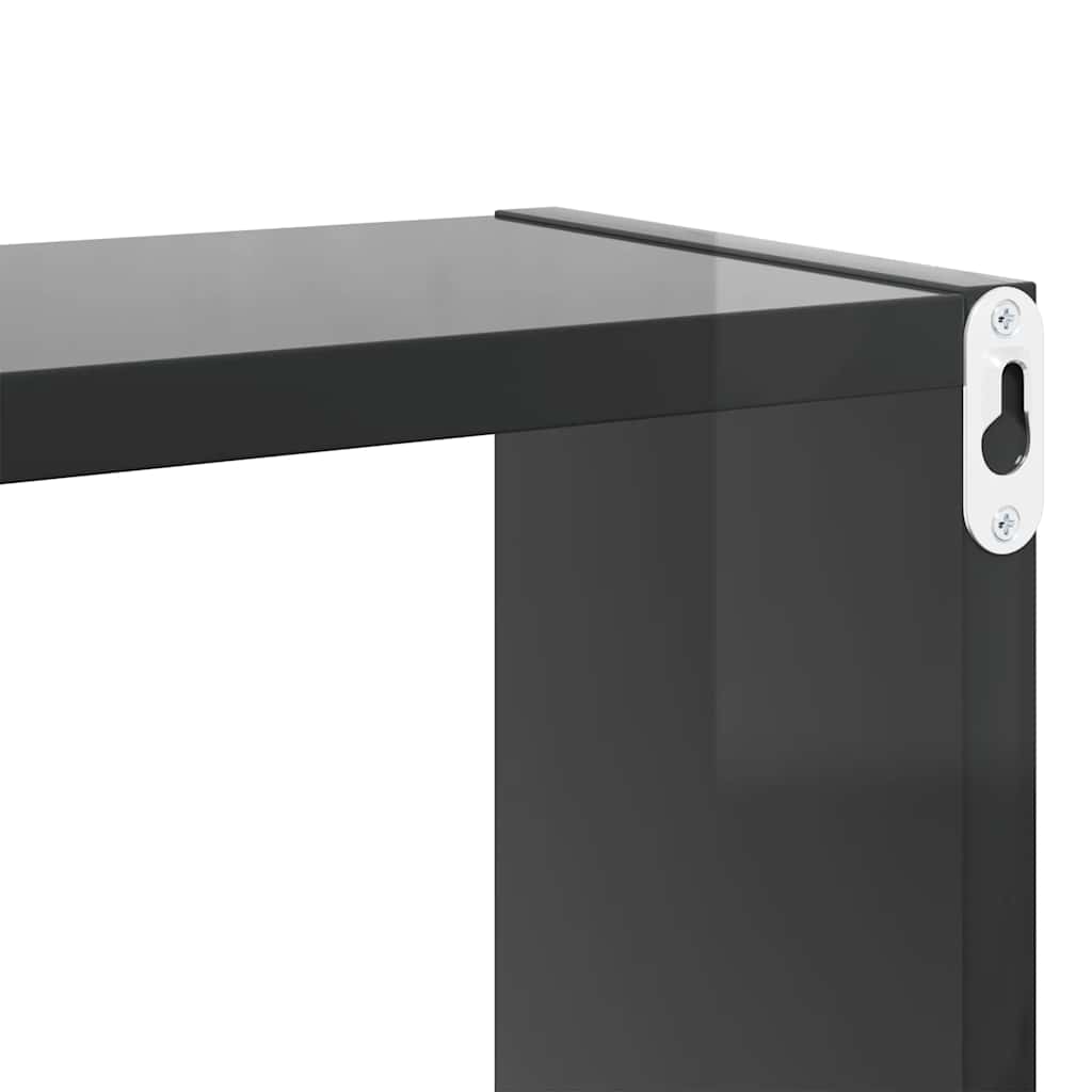 Würfelregale 2 Stk. Hochglanz-Grau 80x15x26,5 cm Holzwerkstoff
