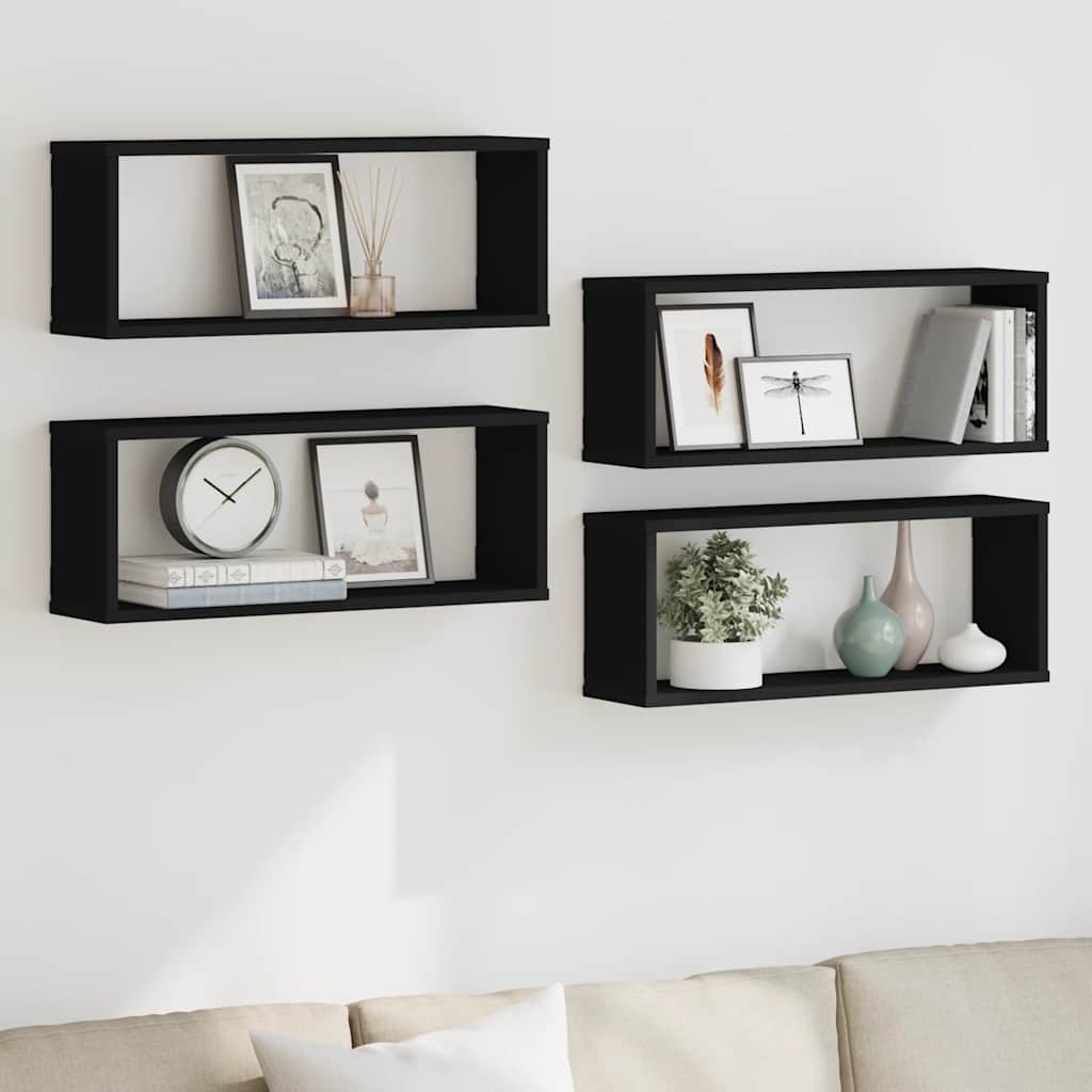 Würfelregale 4 Stk. Schwarz 60x15x23 cm Holzwerkstoff