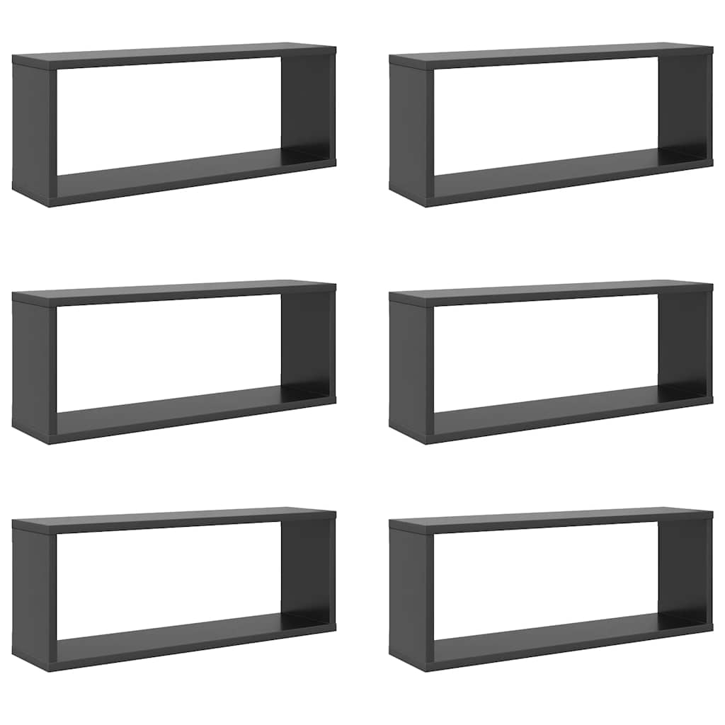Würfelregale 6 Stk. Grau 60x15x23 cm Holzwerkstoff