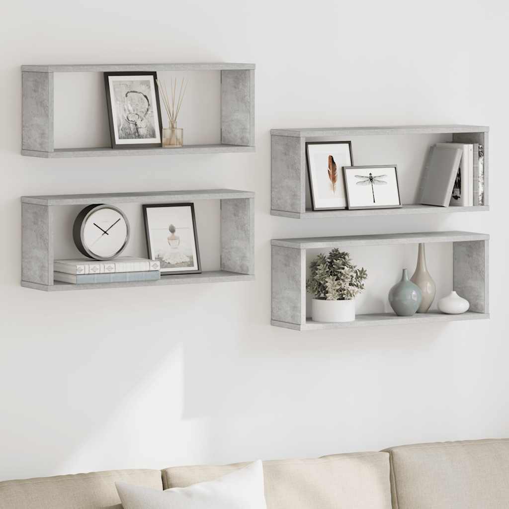 Würfelregale 4 Stk. Betongrau 60x15x23 cm Holzwerkstoff