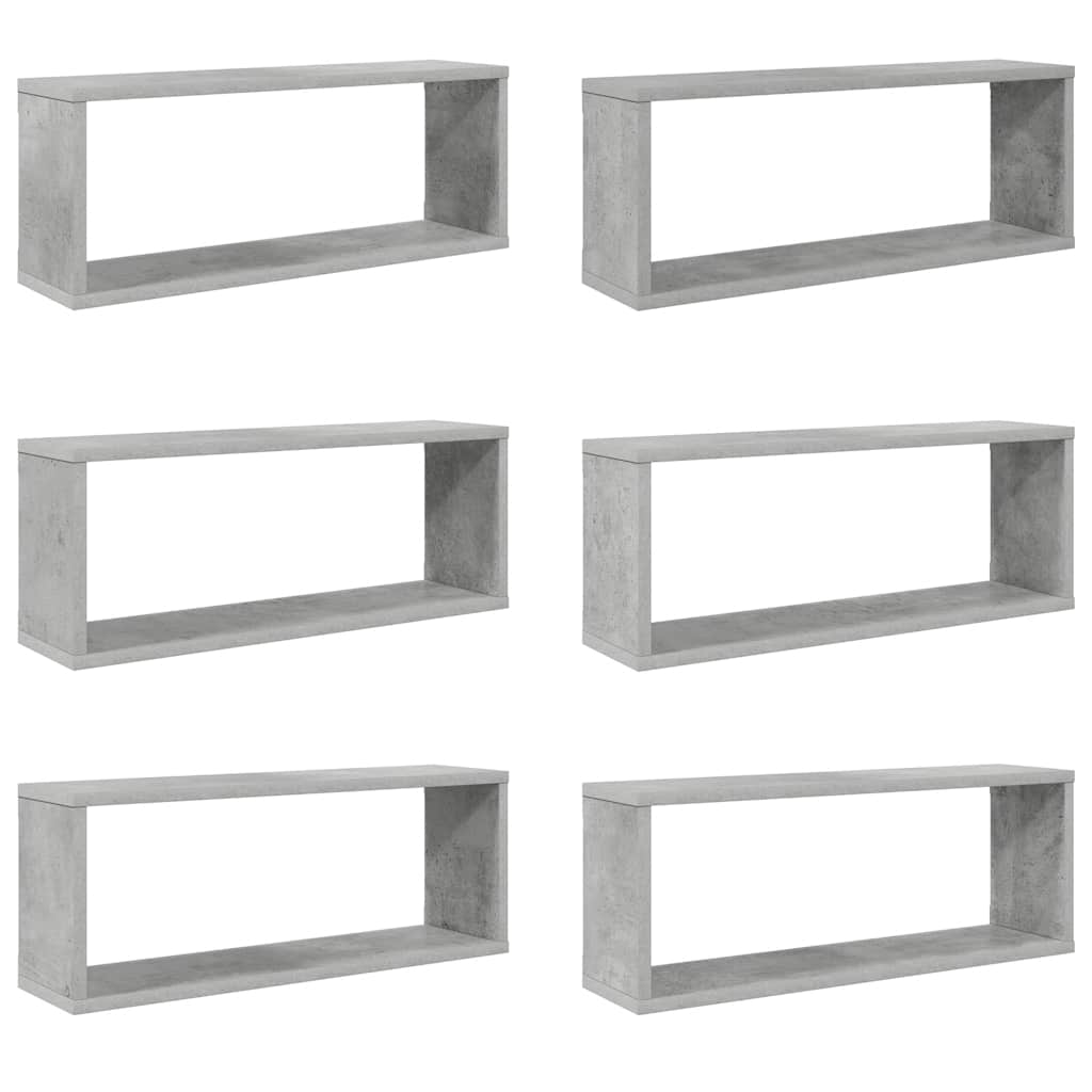 Würfelregale 6 Stk. Betongrau 60x15x23 cm Holzwerkstoff
