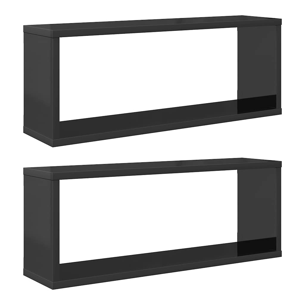 Würfelregale 2 Stk. Hochglanz-Grau 60x15x23 cm Holzwerkstoff