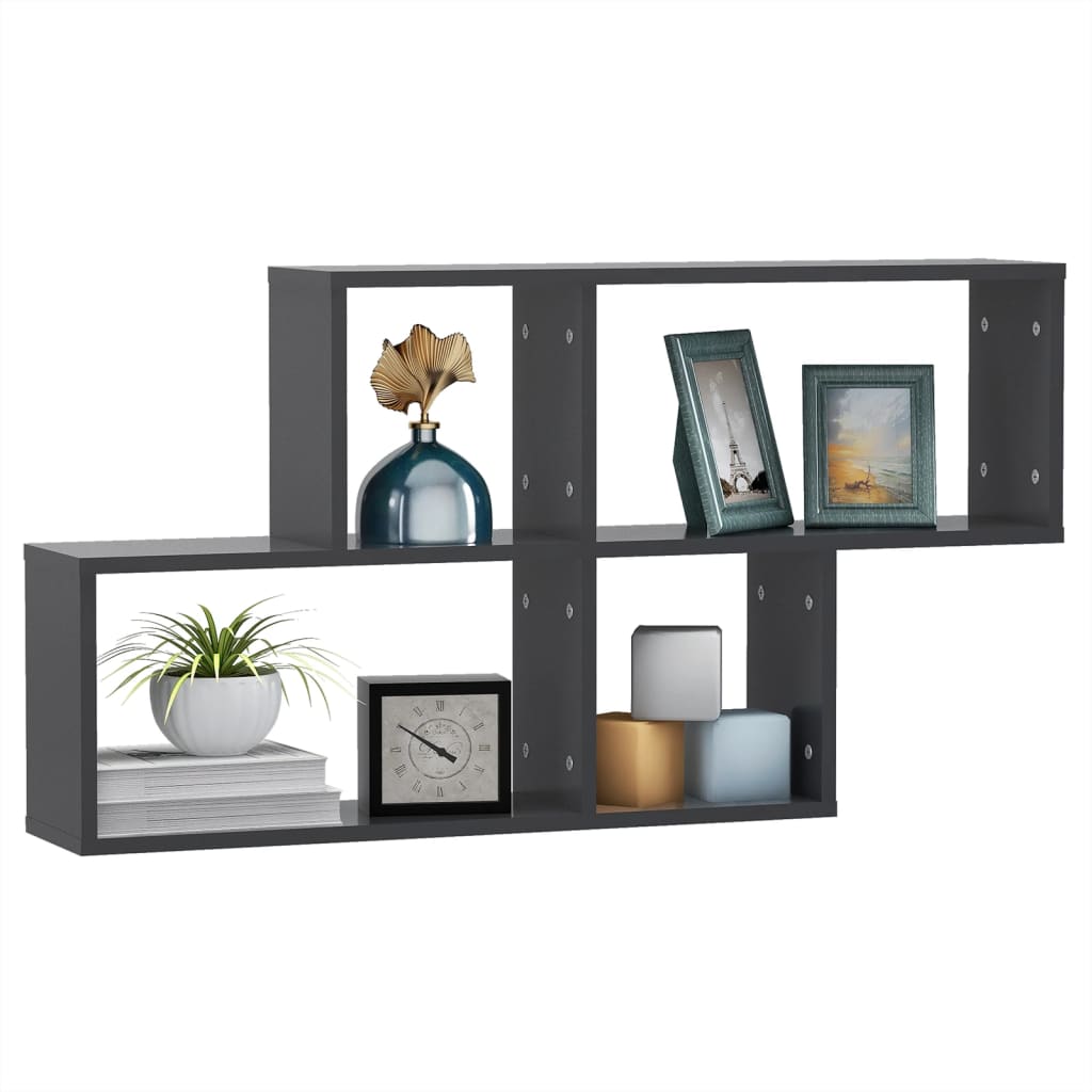 Wandregal Grau 100x18x53 cm Holzwerkstoff