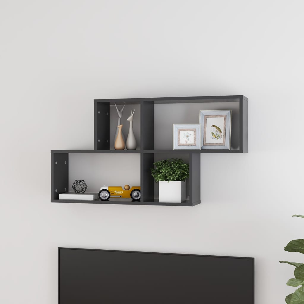 Wandregal Grau 100x18x53 cm Holzwerkstoff