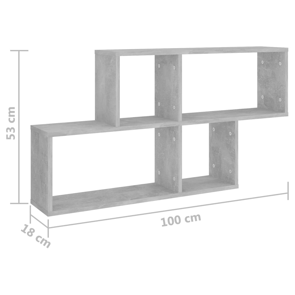 Wandregal Betongrau 100x18x53 cm Holzwerkstoff