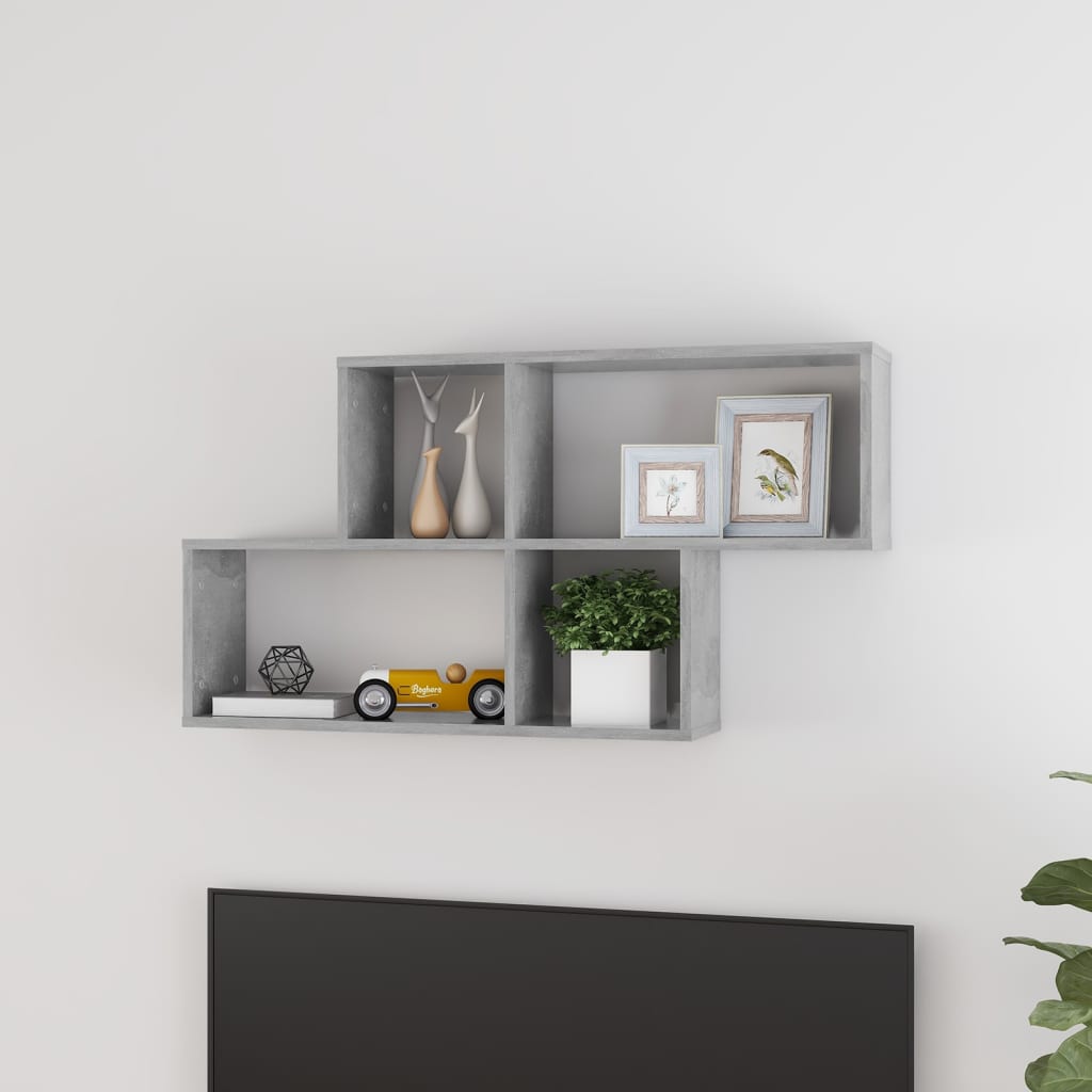 Wandregal Betongrau 100x18x53 cm Holzwerkstoff