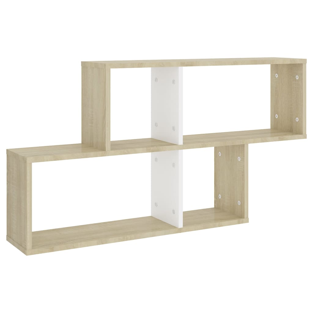Wandregal Weiß und Sonoma-Eiche 100x18x53 cm Holzwerkstoff
