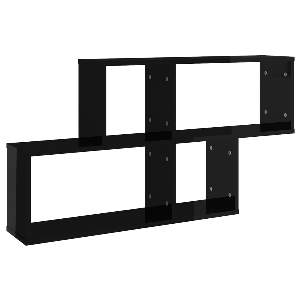 Wandregal Hochglanz-Schwarz 100x18x53 cm Holzwerkstoff
