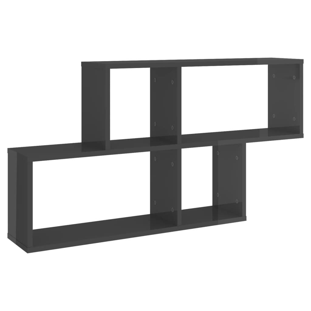 Wandregal Hochglanz-Grau 100x18x53 cm Holzwerkstoff
