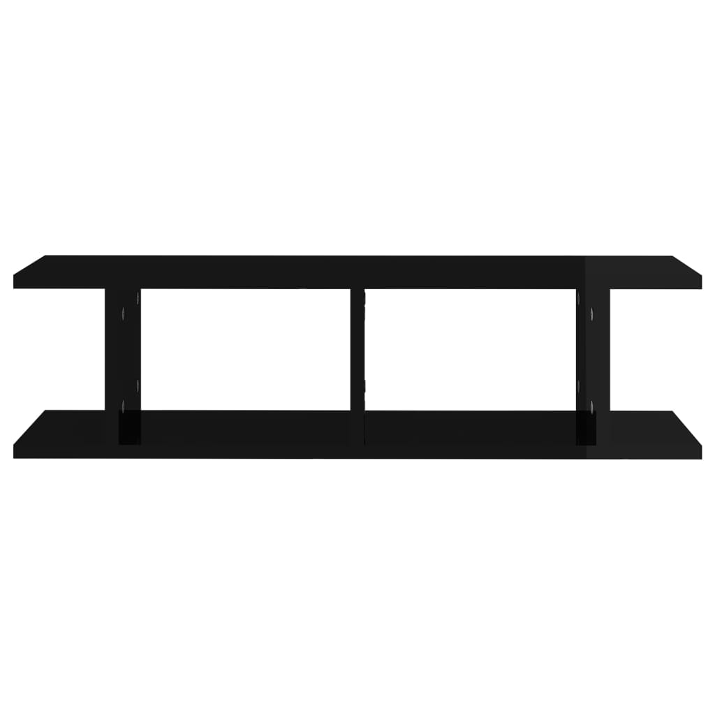 Wandregale 2 Stk. Hochglanz-Schwarz 75x18x20 cm Holzwerkstoff