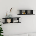 Wandregale 2 Stk. Hochglanz-Schwarz 75x18x20 cm Holzwerkstoff
