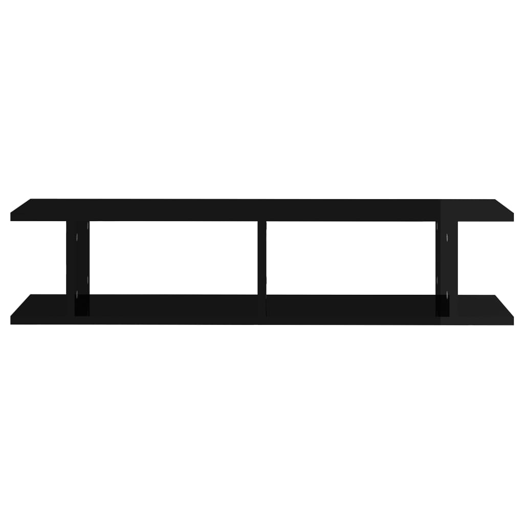 Wandregale 2 Stk. Hochglanz-Schwarz 90x18x20 cm Holzwerkstoff
