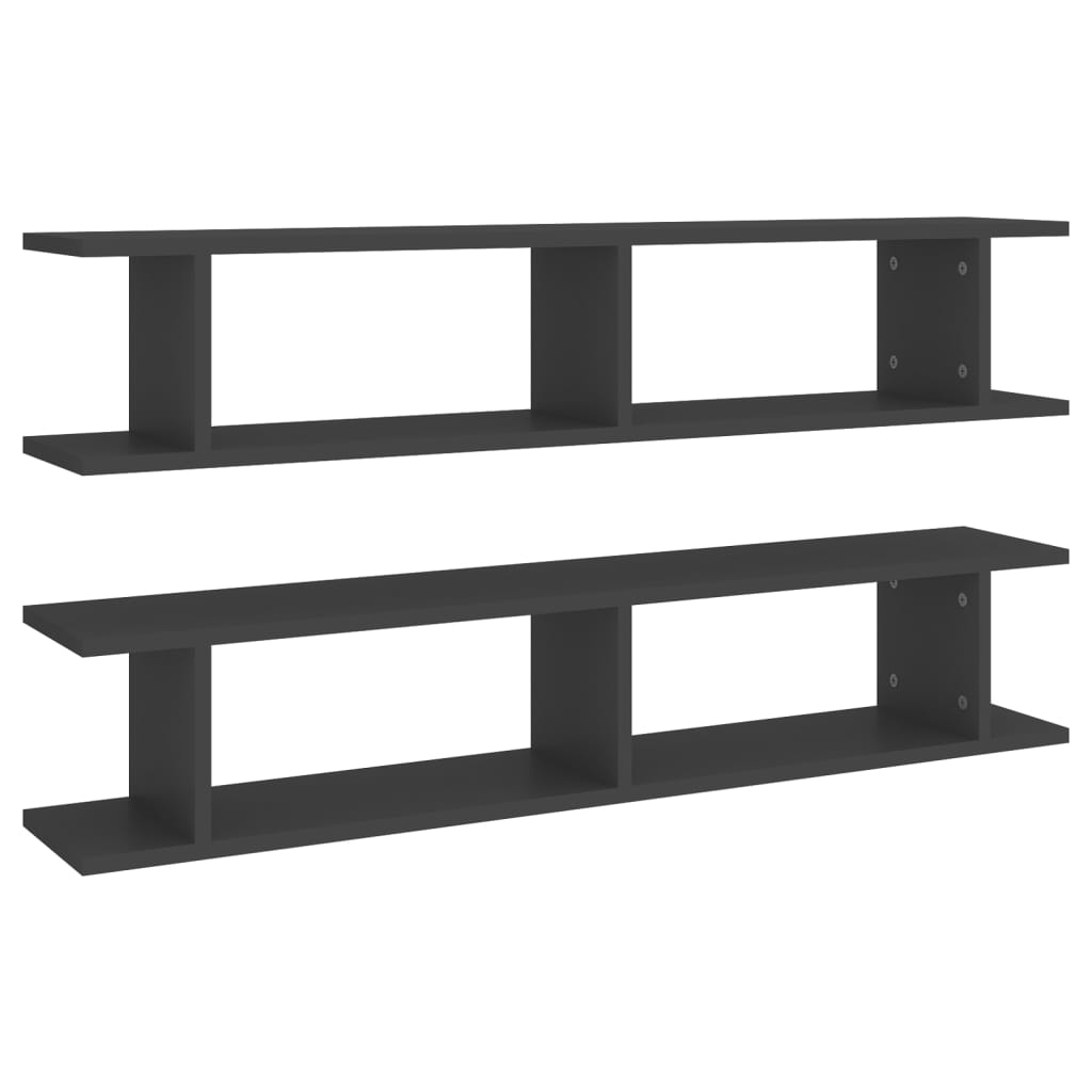 Wandregale 2 Stk. Grau 105x18x20 cm Holzwerkstoff