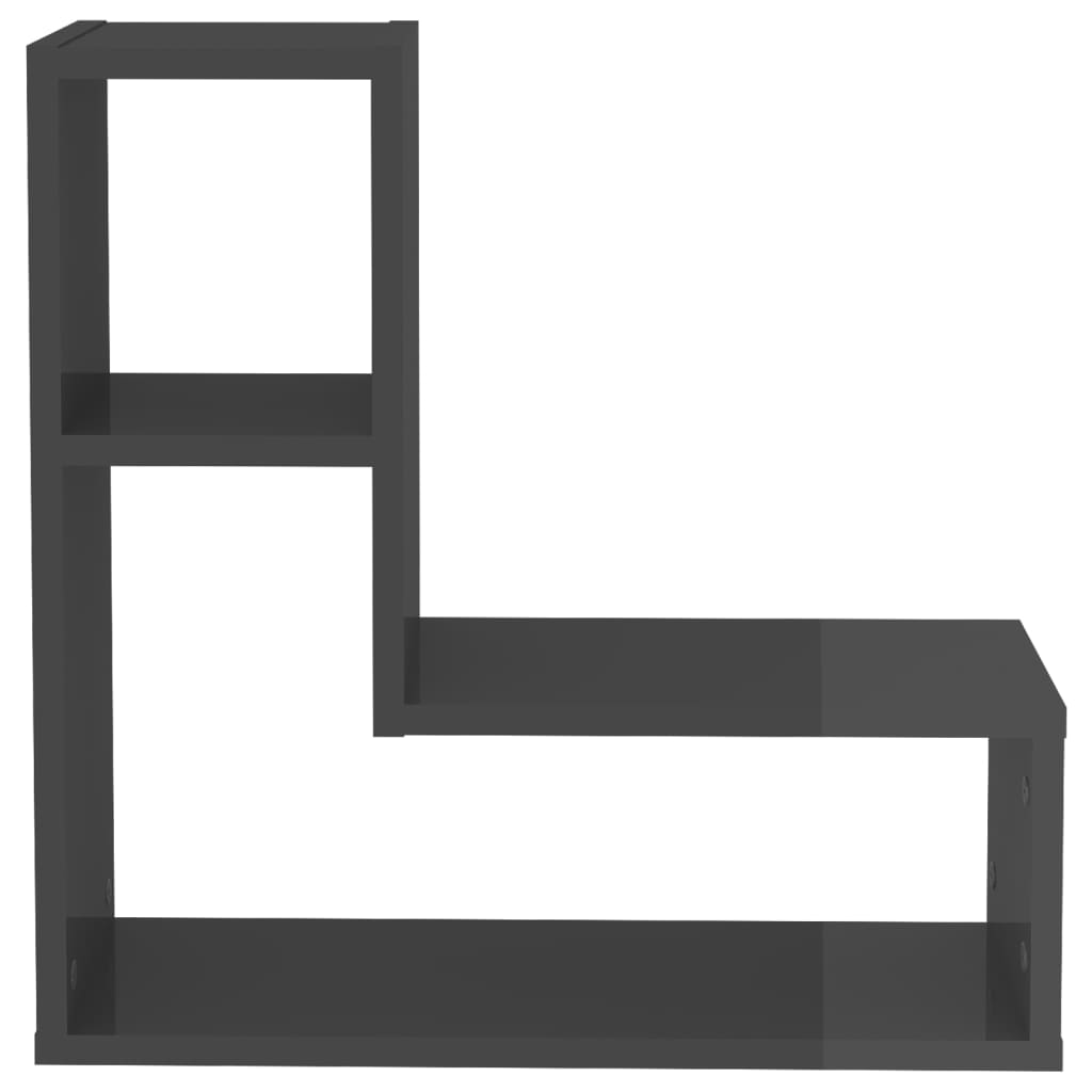 Wandregale 2 Stk. Hochglanz-Grau 50x15x50 cm Holzwerkstoff
