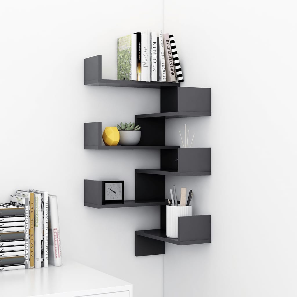 Wand-Eckregale 2 Stk. Grau 40x40x50 cm Holzwerkstoff