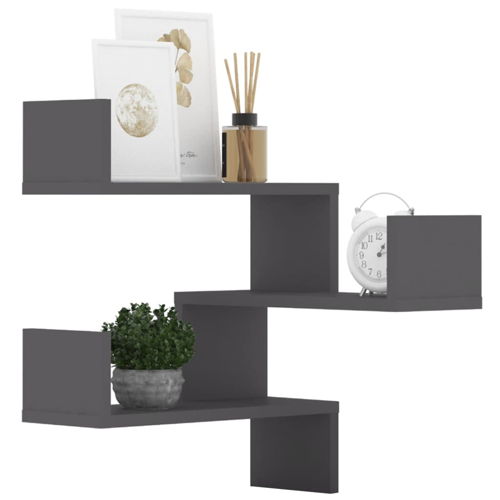 Wand-Eckregale 2 Stk. Grau 40x40x50 cm Holzwerkstoff
