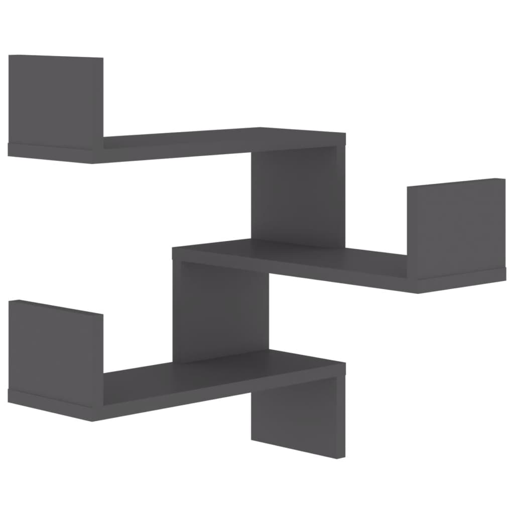 Wand-Eckregale 2 Stk. Grau 40x40x50 cm Holzwerkstoff