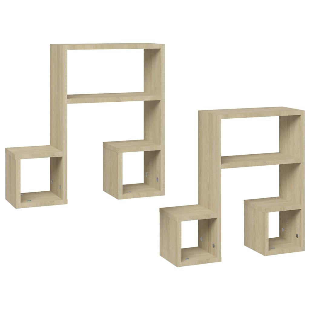 Wandregale 2 Stk. Sonoma-Eiche 50x15x50 cm Holzwerkstoff