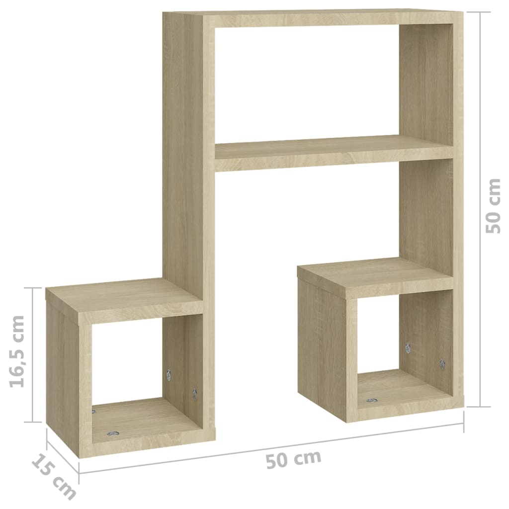 Wandregale 2 Stk. Sonoma-Eiche 50x15x50 cm Holzwerkstoff