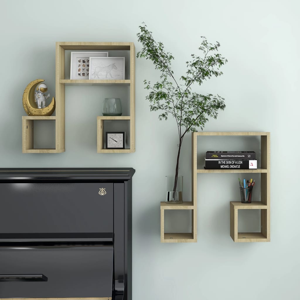 Wandregale 2 Stk. Sonoma-Eiche 50x15x50 cm Holzwerkstoff