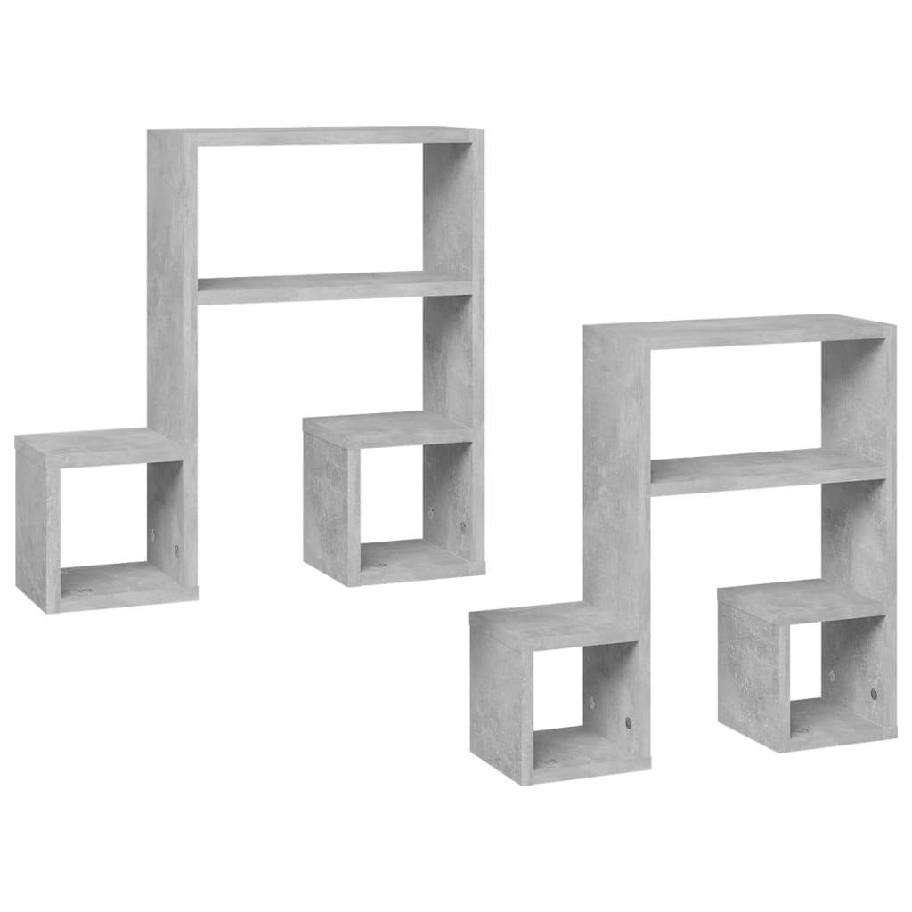 Wandregale 2 Stk. Betongrau 50x15x50 cm Holzwerkstoff