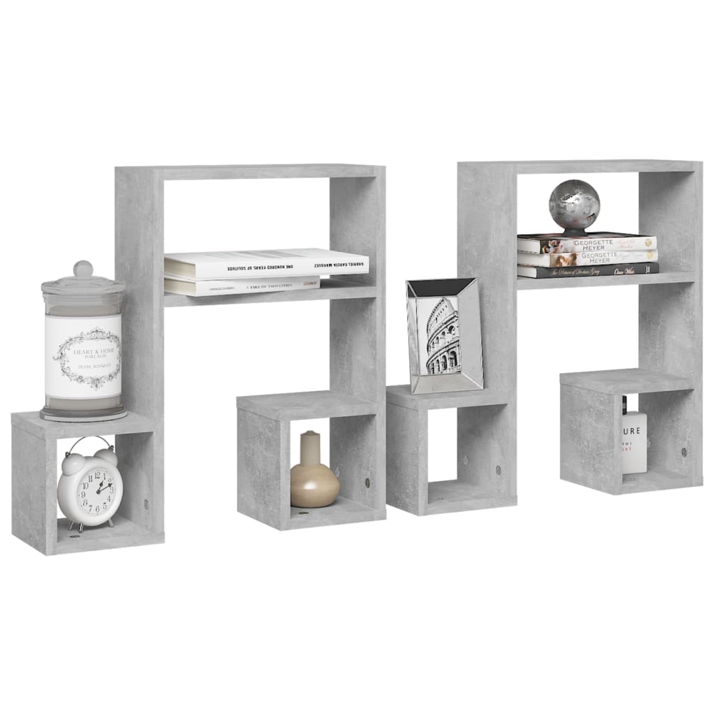 Wandregale 2 Stk. Betongrau 50x15x50 cm Holzwerkstoff