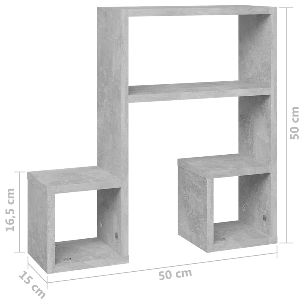 Wandregale 2 Stk. Betongrau 50x15x50 cm Holzwerkstoff