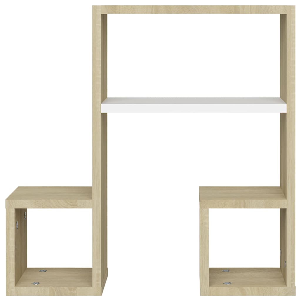 Wandregale 2 Stk. Weiß & Sonoma-Eiche 50x15x50cm Holzwerkstoff