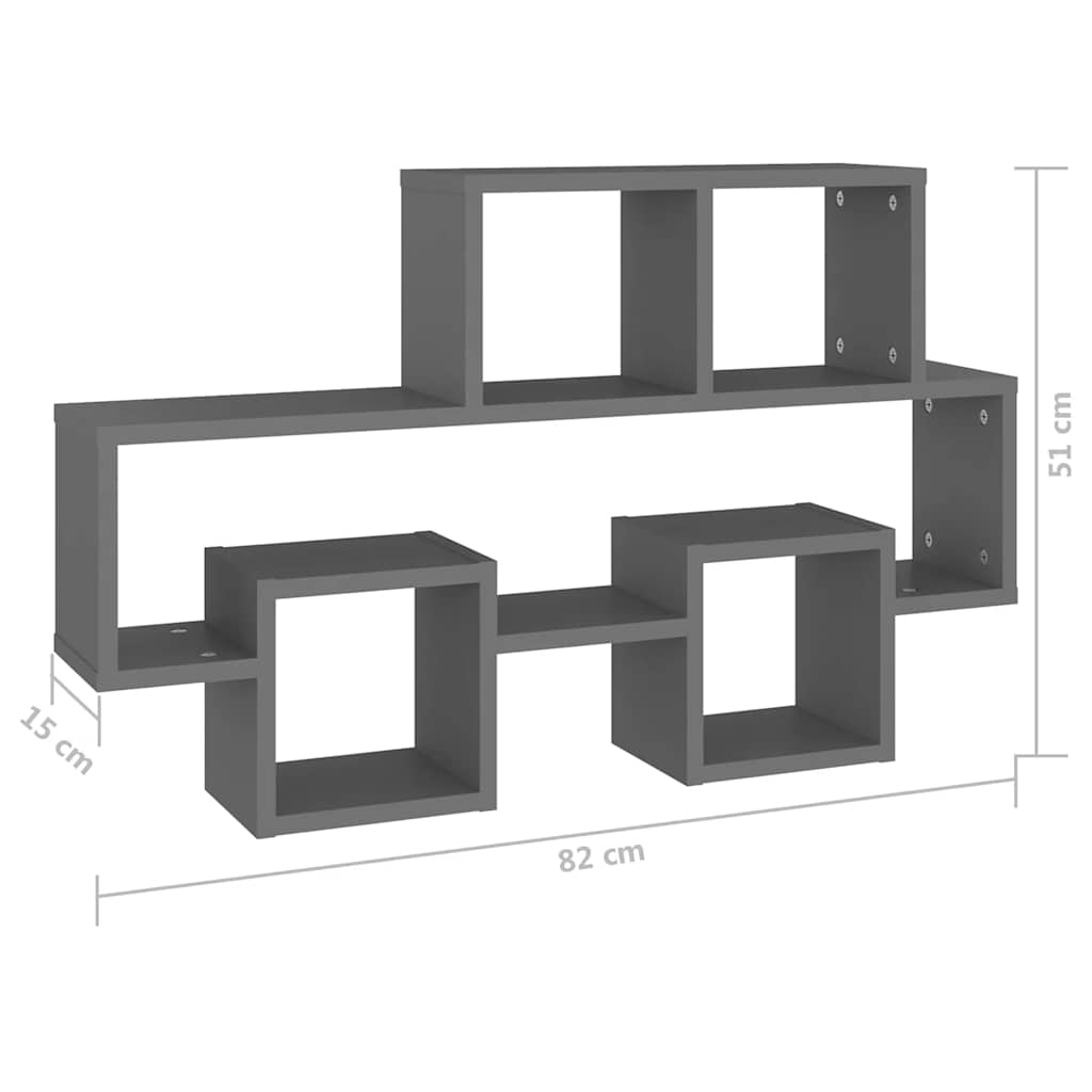 Wandregal in Autoform Grau 82x15x51 cm Holzwerkstoff
