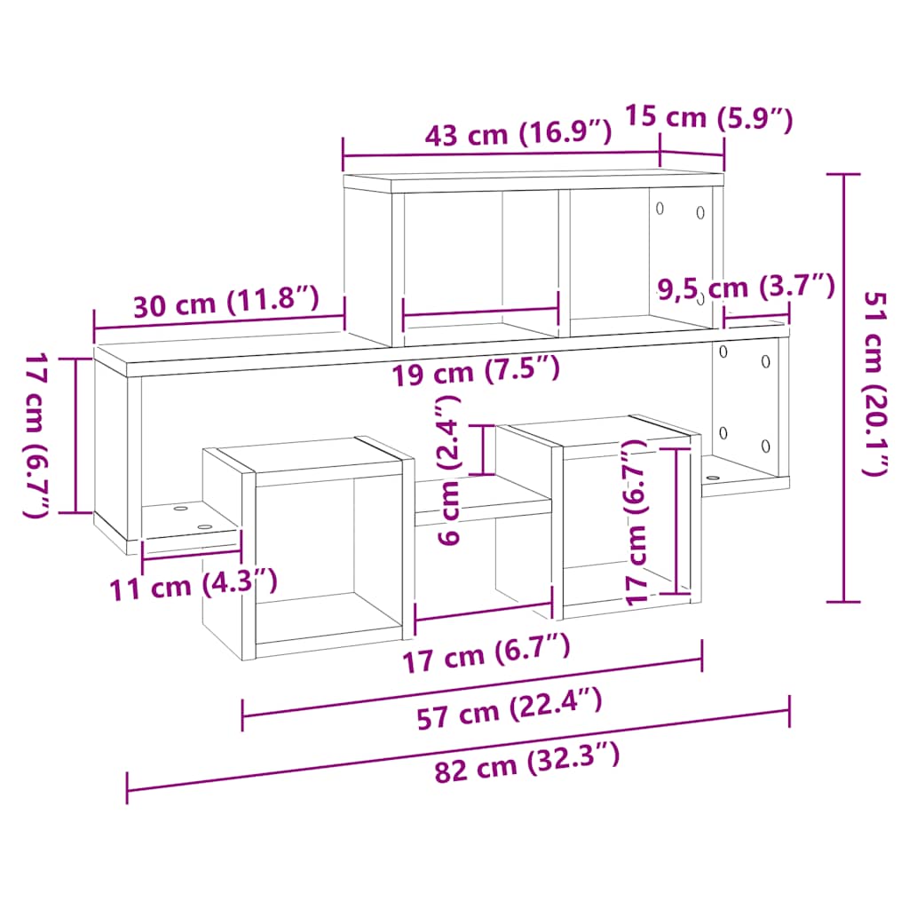 Wandregal Autoform Weiß Sonoma-Eiche 82x15x51cm Holzwerkstoff