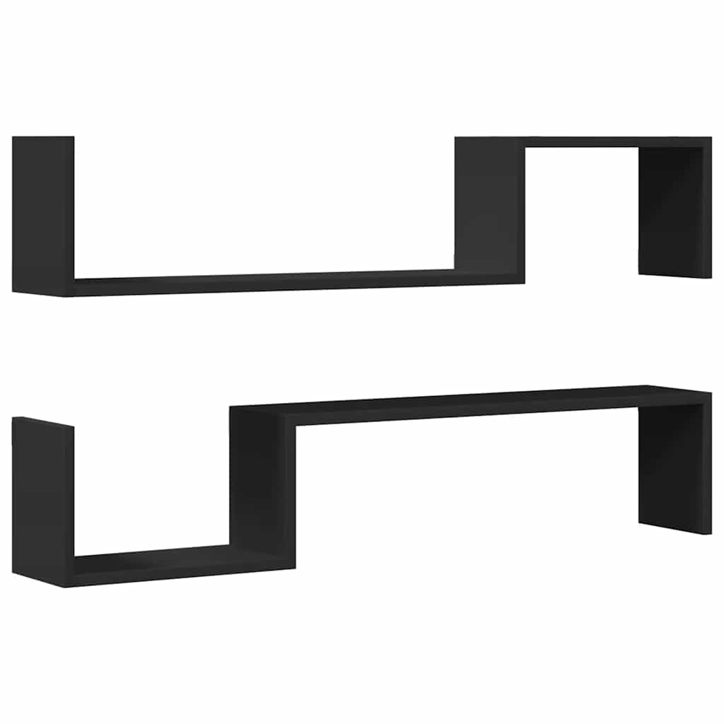 Wandregale 2 Stk. Schwarz 100x15x20 cm Holzwerkstoff