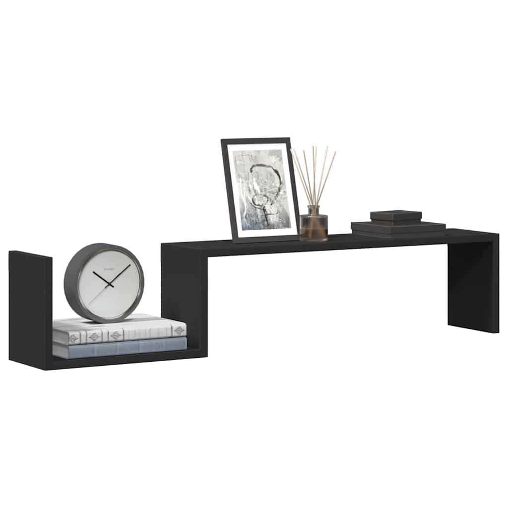 Wandregale 2 Stk. Schwarz 100x15x20 cm Holzwerkstoff