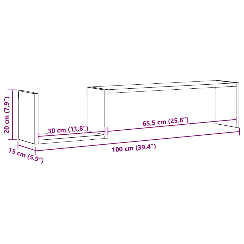 Wandregale 2 Stk. Schwarz 100x15x20 cm Holzwerkstoff