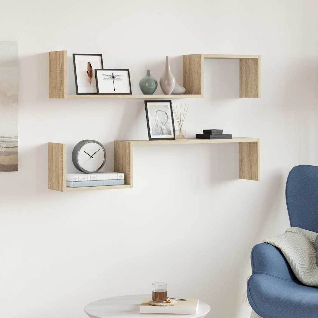 Wandregale 2 Stk. Sonoma-Eiche 100x15x20 cm Holzwerkstoff