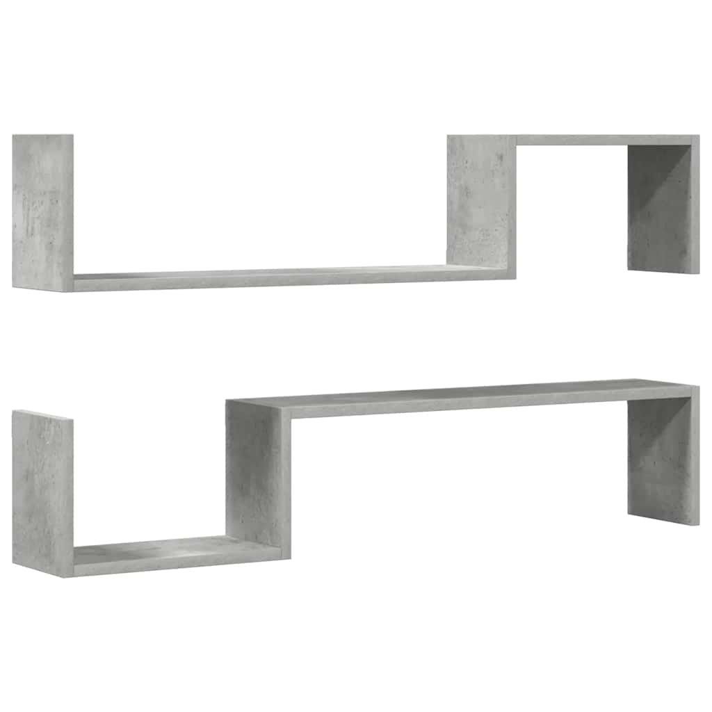 Wandregale 2 Stk. Betongrau 100x15x20 cm Holzwerkstoff