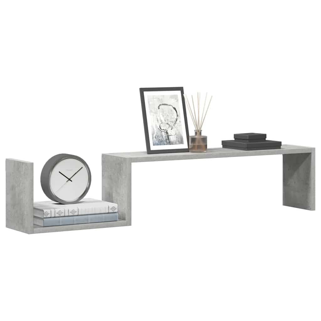 Wandregale 2 Stk. Betongrau 100x15x20 cm Holzwerkstoff