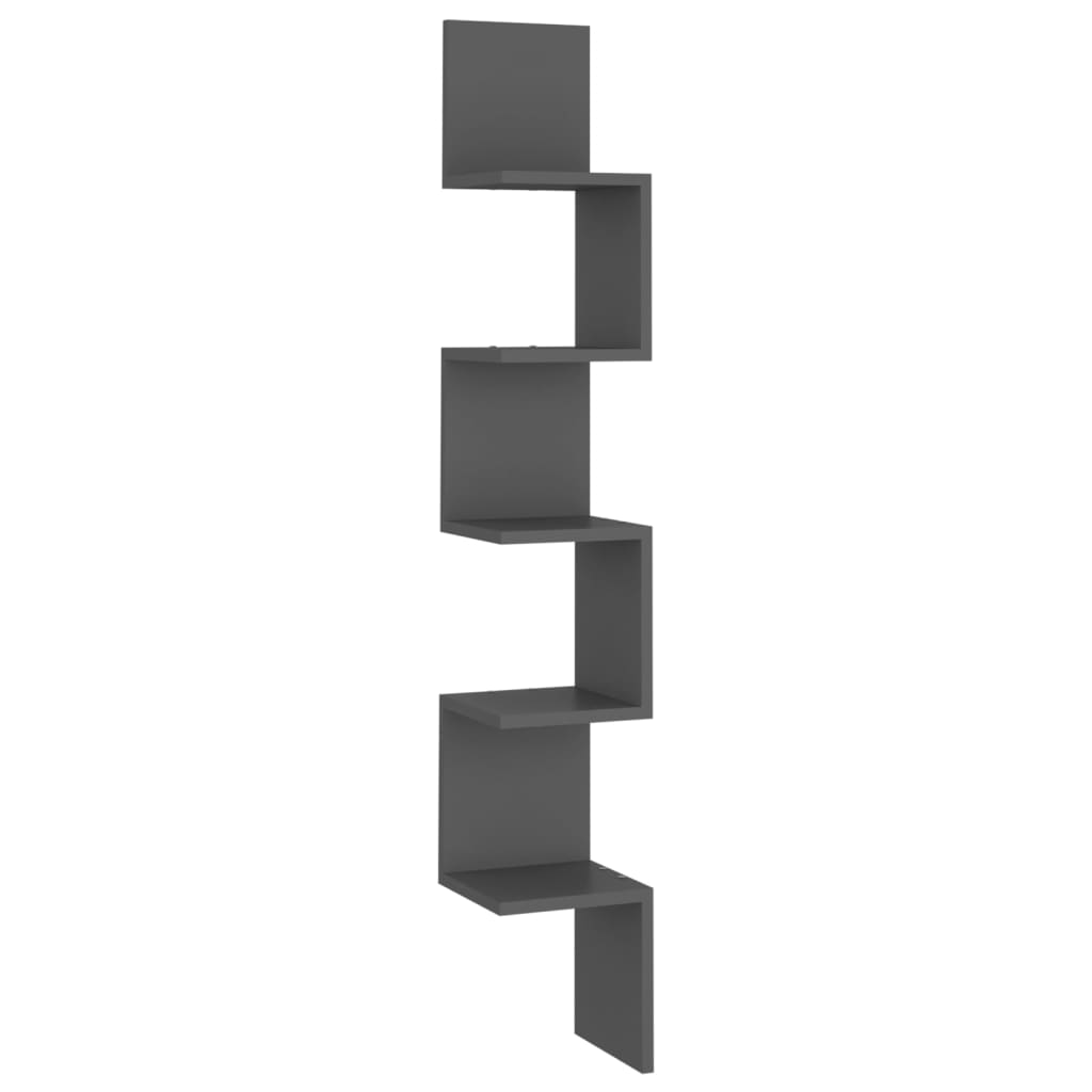 Wand-Eckregal Grau 20x20x127,5 cm Holzwerkstoff
