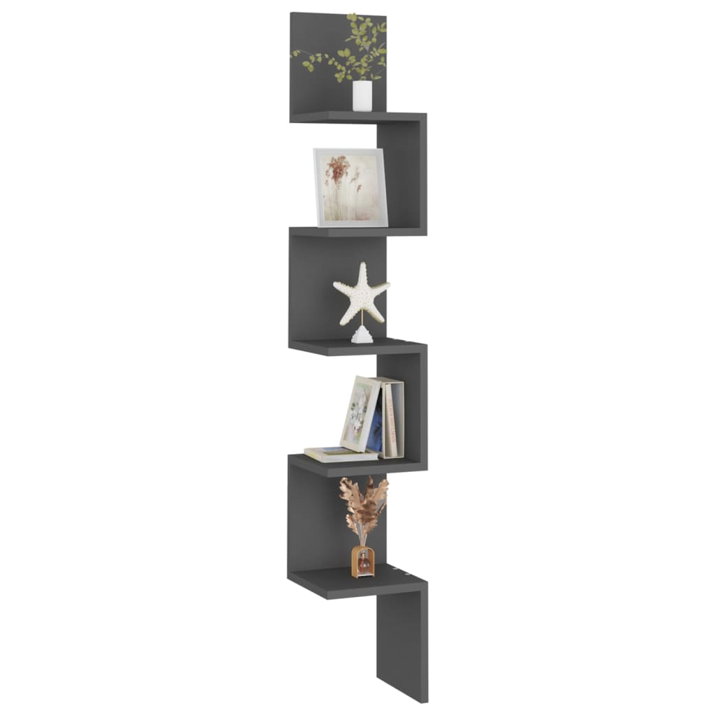 Wand-Eckregal Grau 20x20x127,5 cm Holzwerkstoff