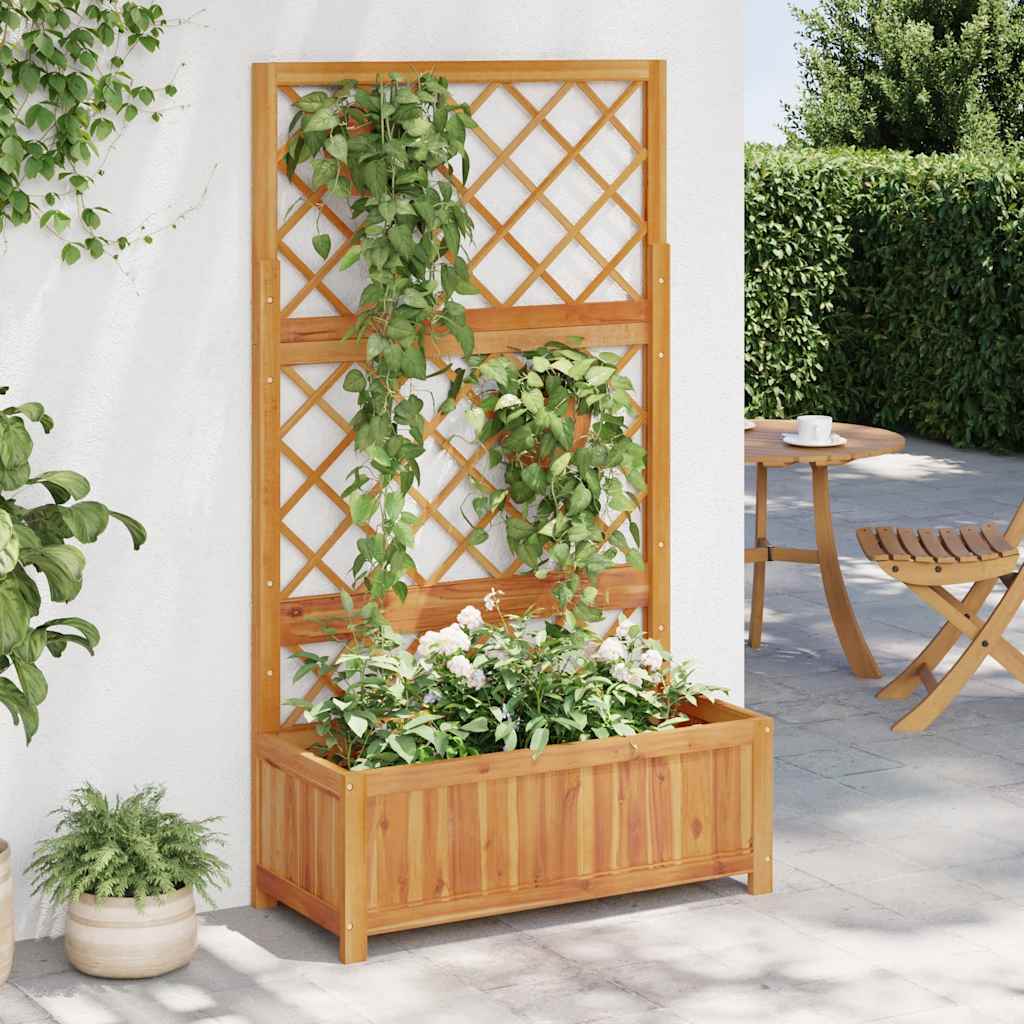Hochbeet mit Spalier 85x38x150 cm Massivholz Akazie