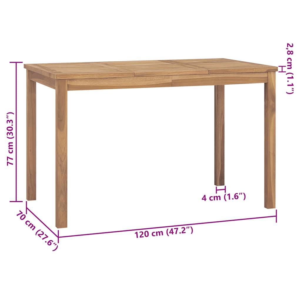 Garden Esstisch 120x70x77 cm Massiv Teakholz