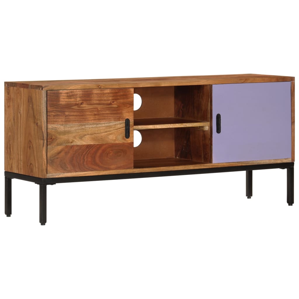 TV-Schrank Honigbraun und Grau 110x30x50 cm Massivholz Akazie