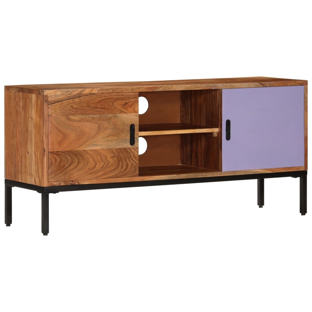 TV-Schrank Honigbraun und Grau 110x30x50 cm Massivholz Akazie