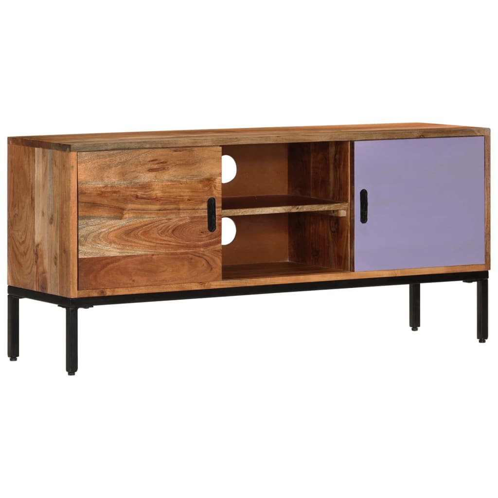 TV-Schrank Honigbraun und Grau 110x30x50 cm Massivholz Akazie