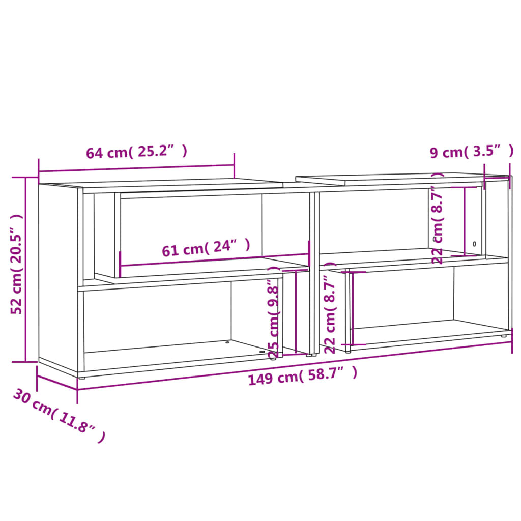 TV-Schrank Hochglanz-Weiß 149x30x52 cm Holzwerkstoff