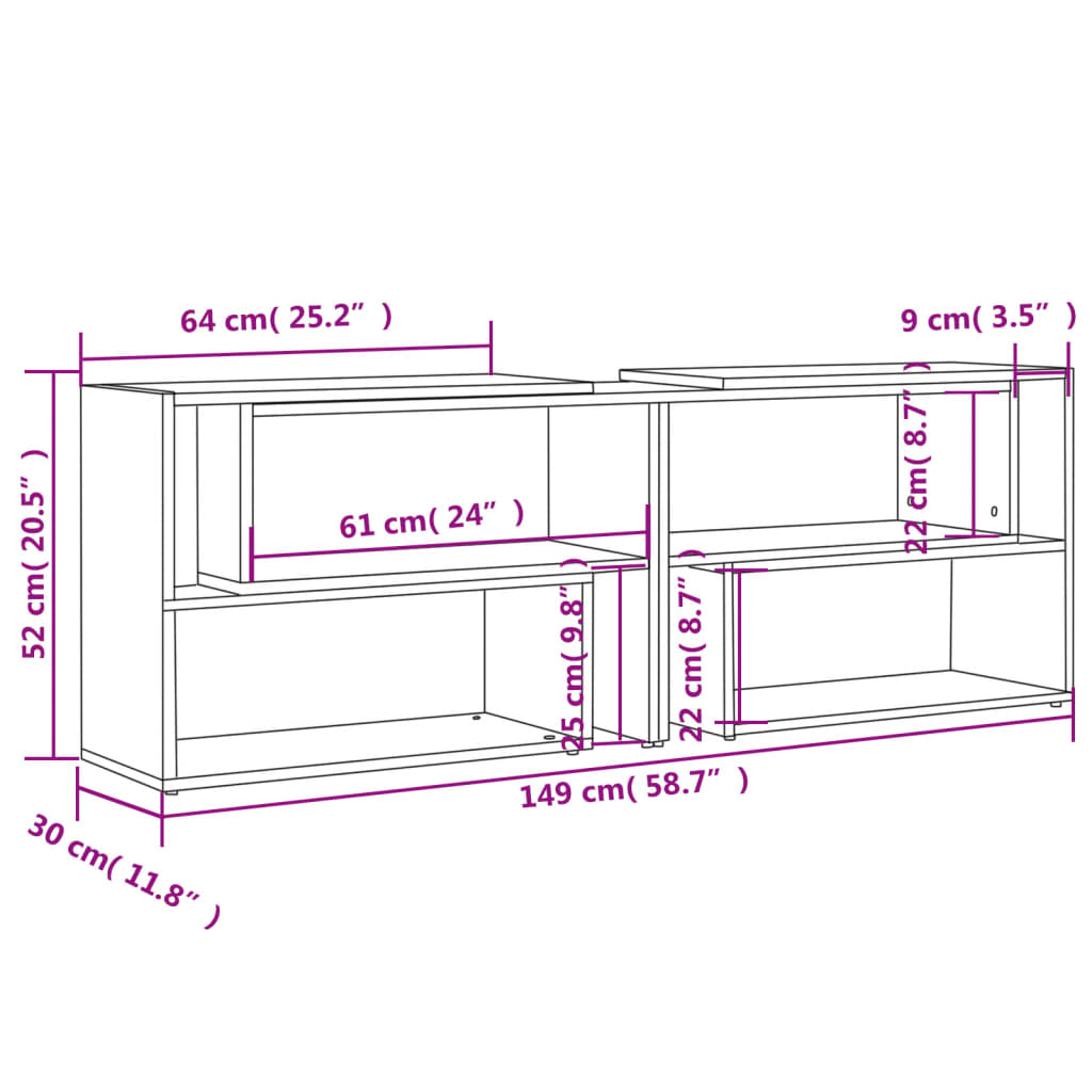TV-Schrank Hochglanz-Grau 149x30x52 cm Holzwerkstoff