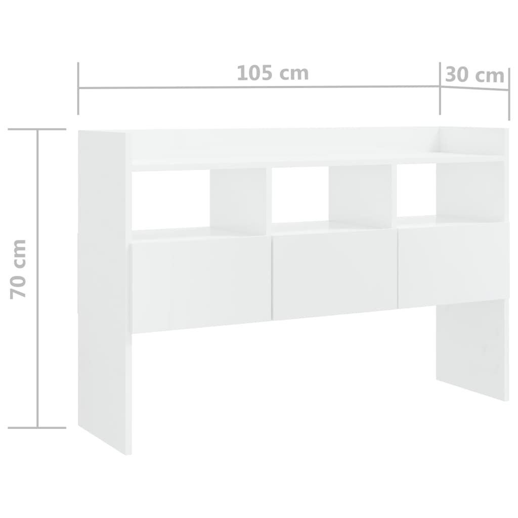 Sideboard Hochglanz-Weiß 105x30x70 cm Holzwerkstoff